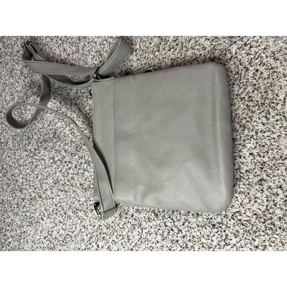Steve Madden Crossbody Bag Womens Gray Quilted Double Zip Adjustable Strap - Picture 7 of 15